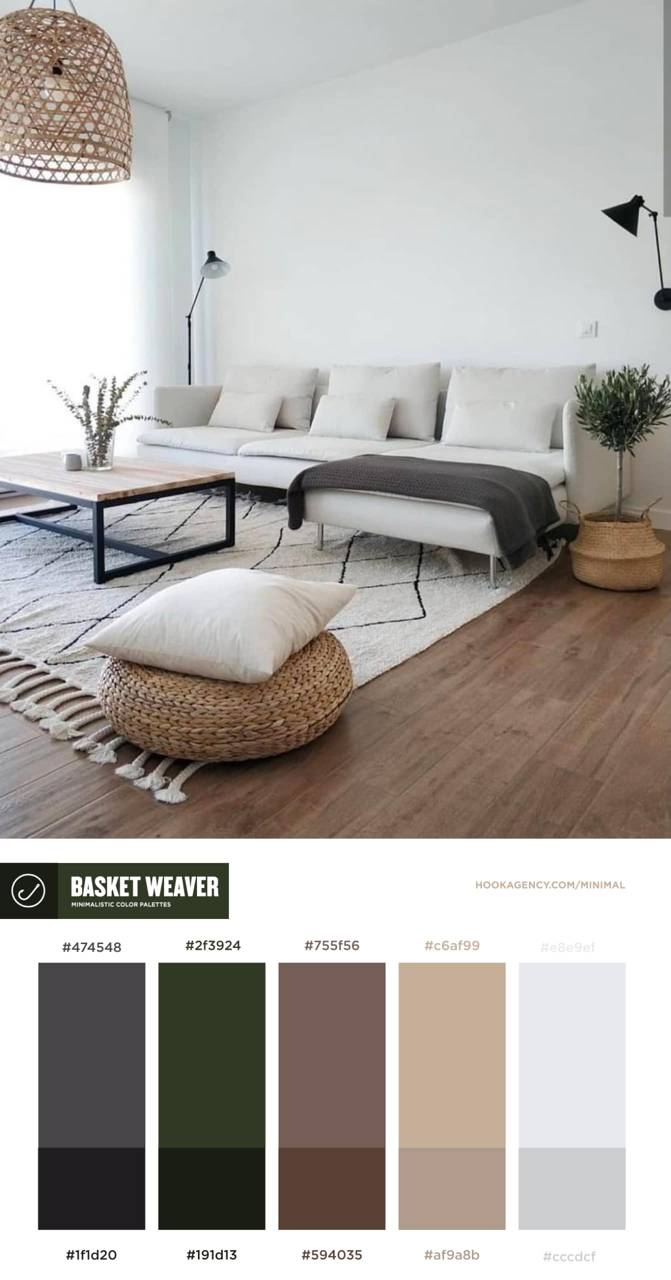 Basket Weaver Minimal Color scheme for 2022 - tan, green, brown, interior design, construction