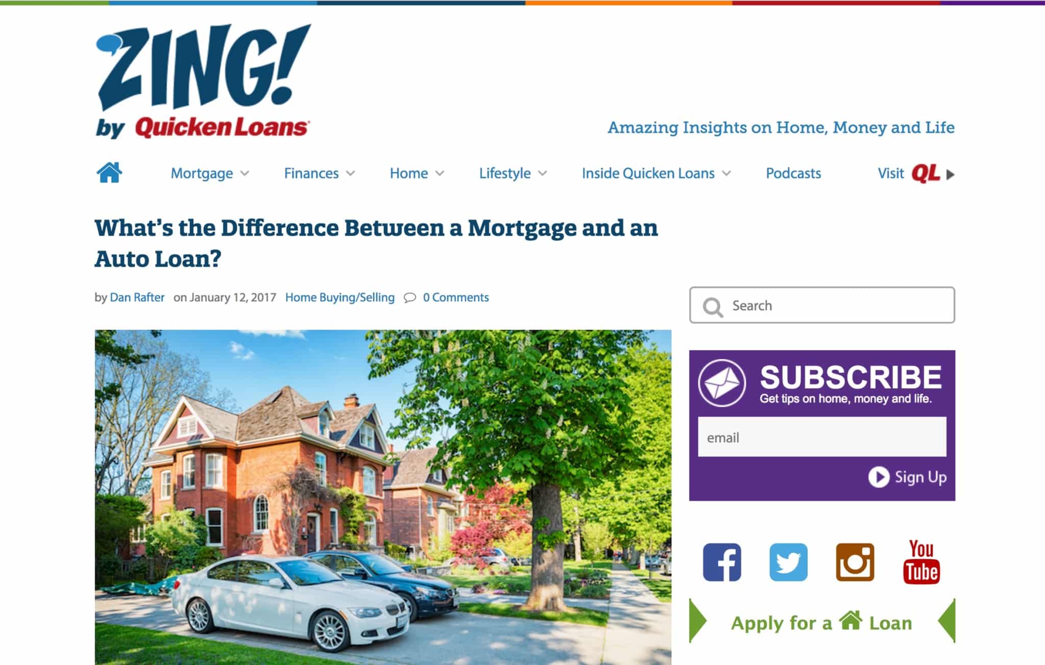 Blog examples for business - Zing, Quicken loans blogging layout