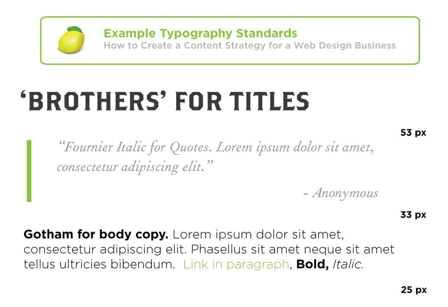 Web Design Business Content Strategy - Typography Standards