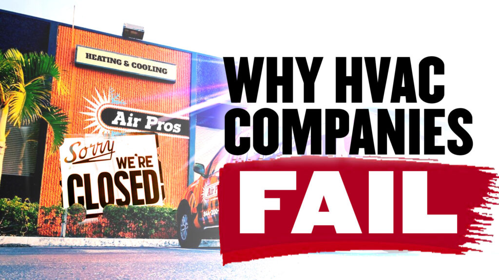 Why HVAC Companies Fail Image: A building with a "Heating & Cooling" sign, overlaid with a "Sorry, We're Closed" notice. Banner: *FAIL* (in red) HVAC companies often face significant challenges that can lead to failure, such as financial difficulties resulting in Chapter 11 Bankruptcy. Notable examples include companies like Air Pros. Understanding these pitfalls is crucial for other businesses aiming to succeed in the industry.