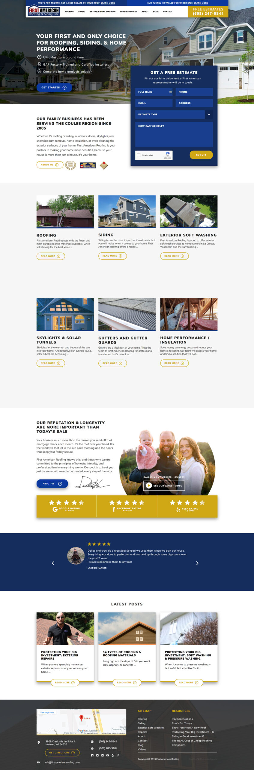First American Roofing Website Design