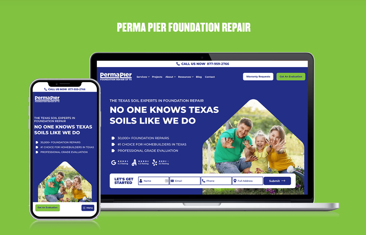 construction marketing website example perma pier