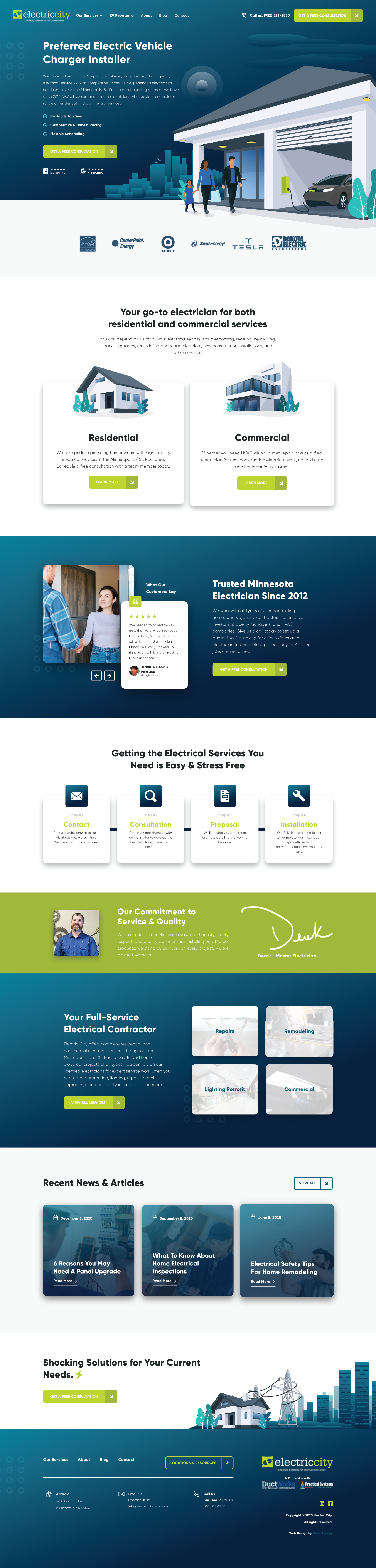 Here is an example of electrician website design by Hook Agency for Electric City