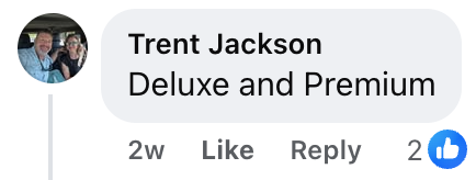 Trent Jackson commented, "Deluxe and Premium," referencing our most popular HVAC membership options. His comment, posted two weeks ago, has received two likes.