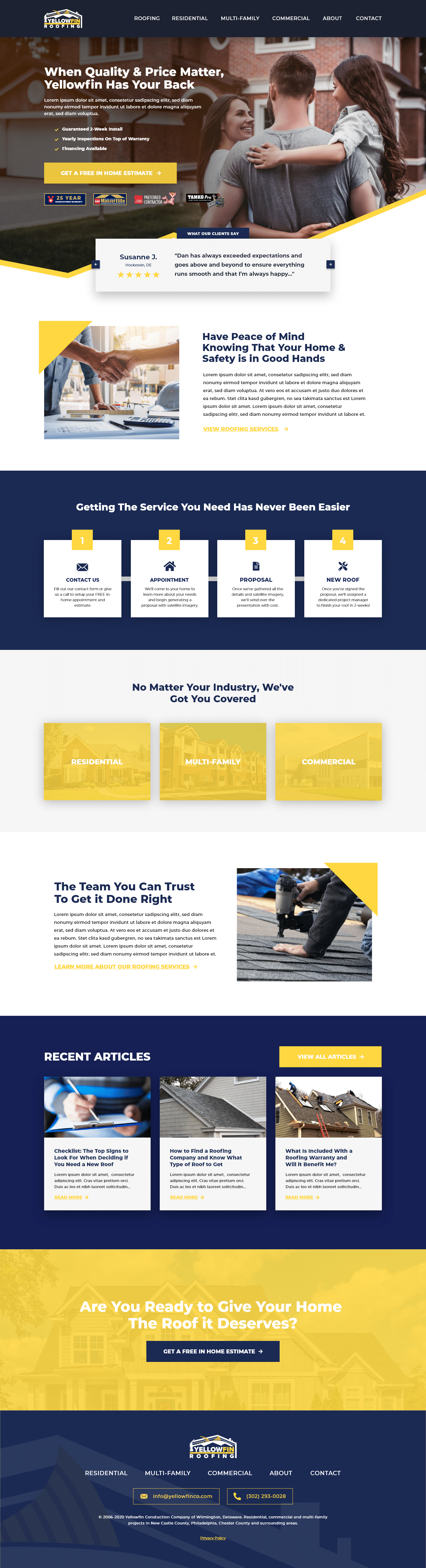 Yellowfin Roofing - Roofing Contractor Website Design