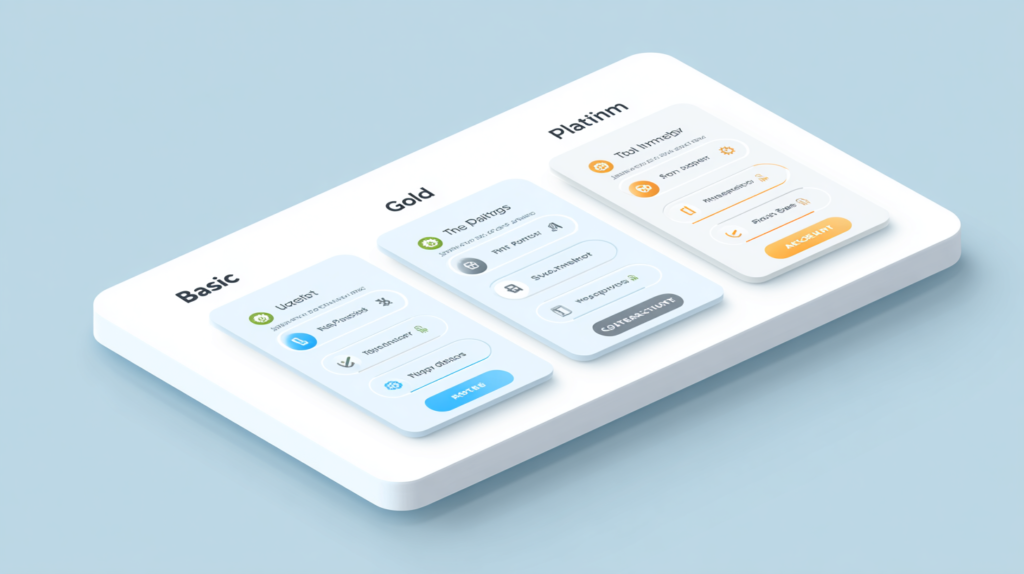 Explore our 3D Pricing Table to find the right plan for you: Basic: Essential features for getting started. Gold: Enhanced benefits with added perks. Platinum: All-inclusive package featuring HVAC maintenance plans, advanced support, and robust account tools. Select your preferred option by clicking “Choose” or “Account” to get started.