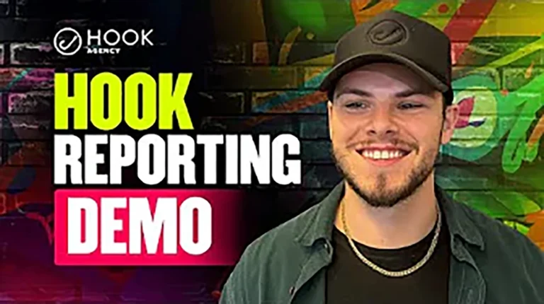Hook Agency Reporting Demo: A person in a cap smiles against a vivid graffiti backdrop. The image is labeled "HOOK REPORTING DEMO 2025," prominently featuring the Hook Agency logo.